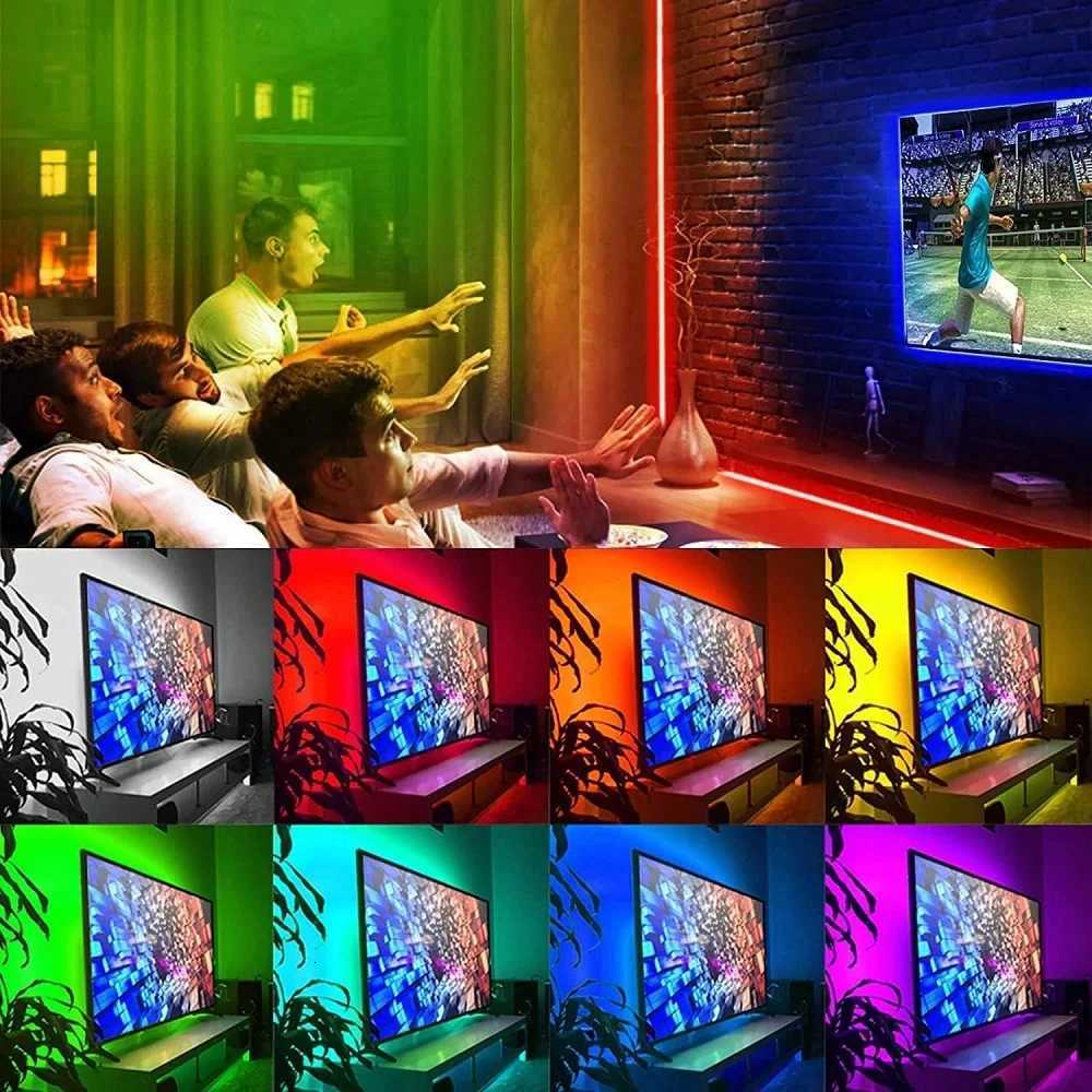 5050 RGB USB LED Strip 5V Bluetooth WiFi Control 16 Million Colors App Voice Remote for Room TV Backlight Decoration H260304