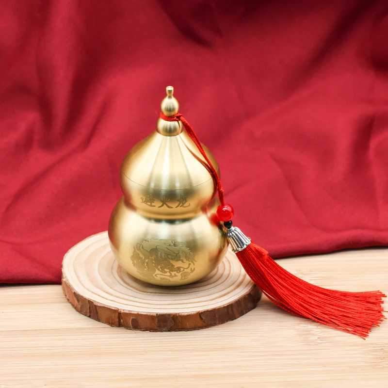 This premium brass Wu Lou gourd statue brings fortune and protection to your home bookshelf and table decor.T260304