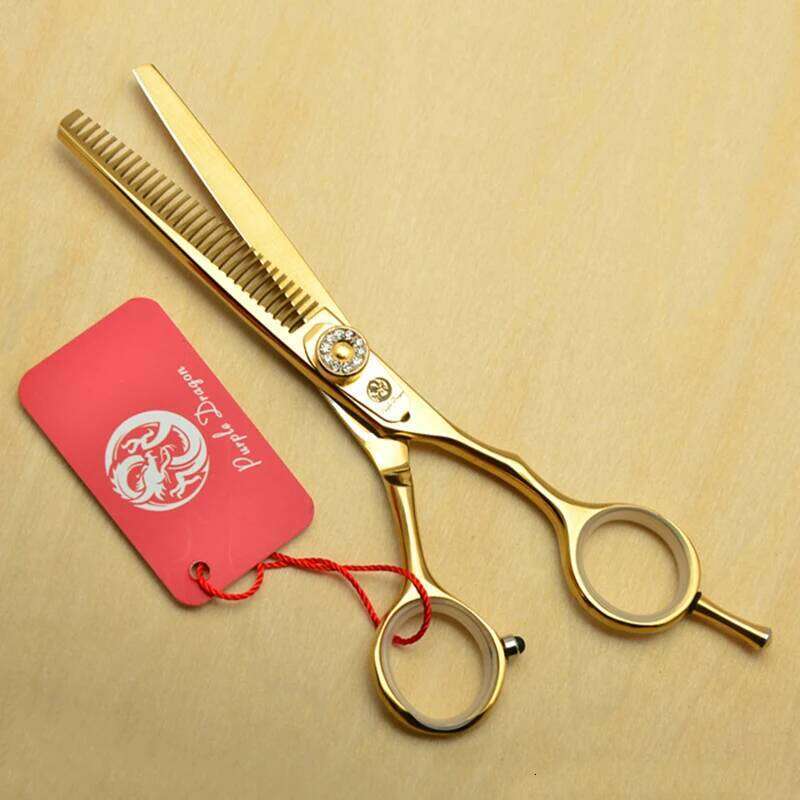 Professional Hairdressing Purple Dragon Japan 440C Gold Hair Cutting Shears Barber Thinning Scissors Dropshipping Z1020 H260303