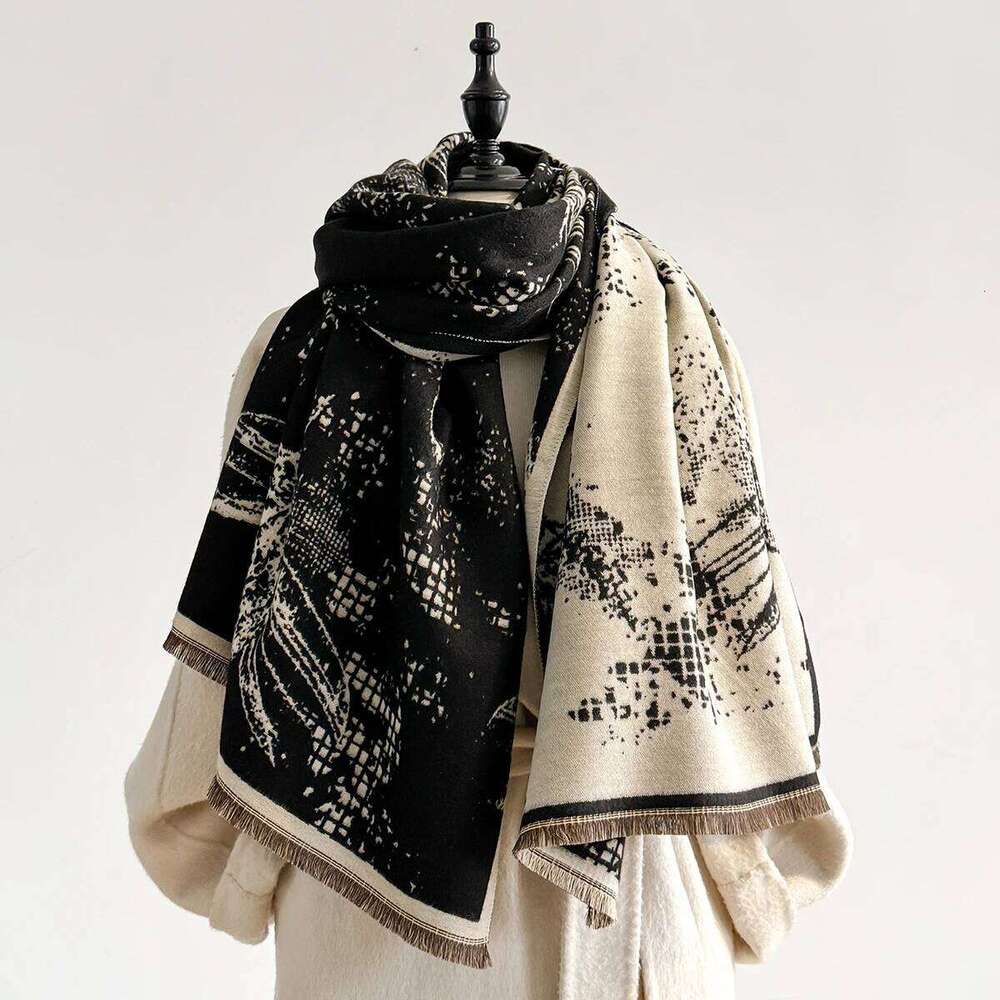 Women Winter Warm Imitation Cashmere Jacquard Scarf Thick Blanket Soft Pashmina Tassel Shawl New Design Female Bufanda XJ260304