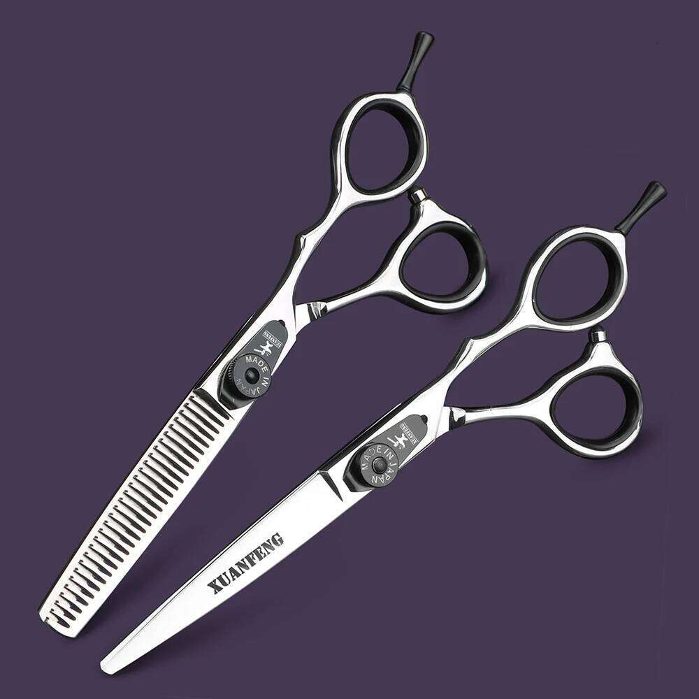 Spring clip screw double color hair 6 inch 9cr18 steel barber cutting and thinning scissors H260303