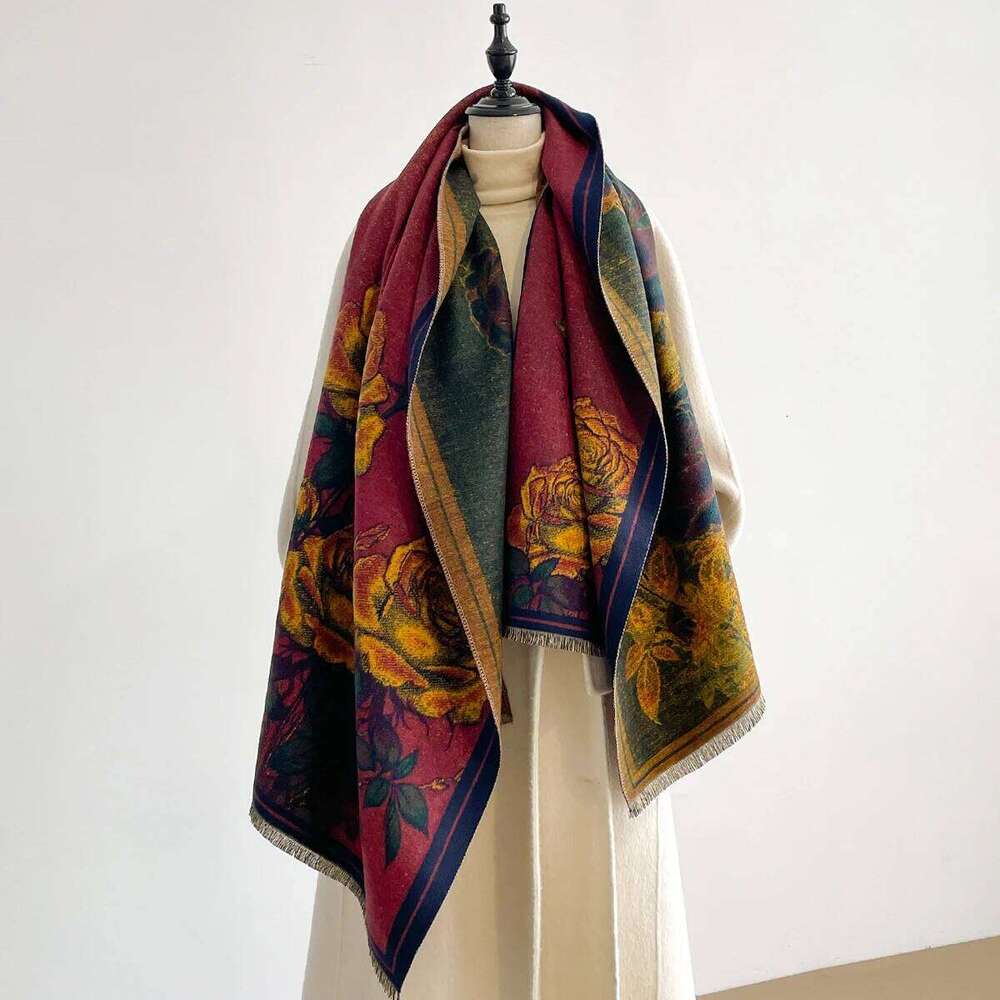 Women Winter Fashion Warm Imitation Cashmere Scarf Luxury Pashmina Blanket Thick Shawl Wrap Neckerchief Bufanda Echarpe Poncho XJ260304