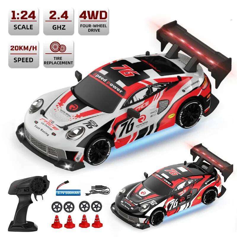 RC Drift Car 2.4G Remote Control Racing Vehicle Kids Toy 4WD High Speed Model with LED Lights Toys for Boys Children Xmas Gifts Z260303
