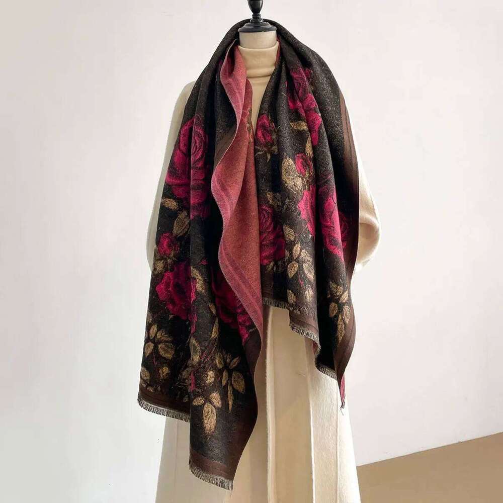 Womens Newest Style Winter Double-Sided Jacquard Cashmere Scarves High-Quality Thickened Wrap Shawl Ladies Faux Scarf XJ260304