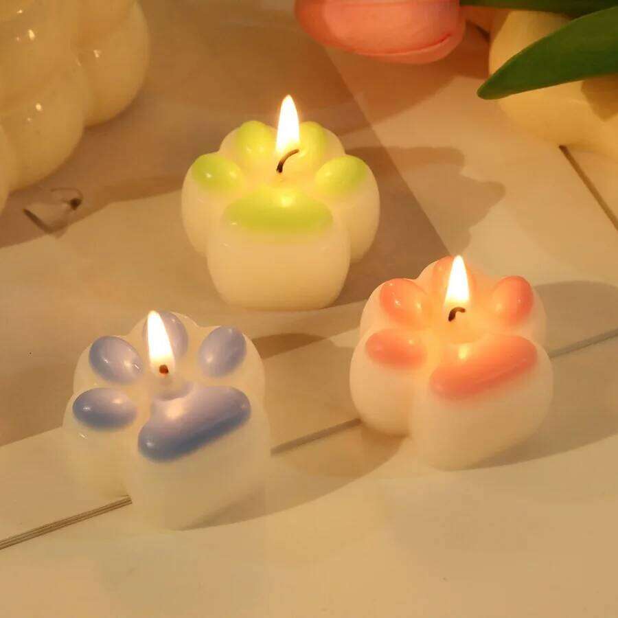 1pc/4pcs Cat Paw Design Scented Candle for Birthday Valentine's Day Home Diy Party Decoration Wedding Favors W260304