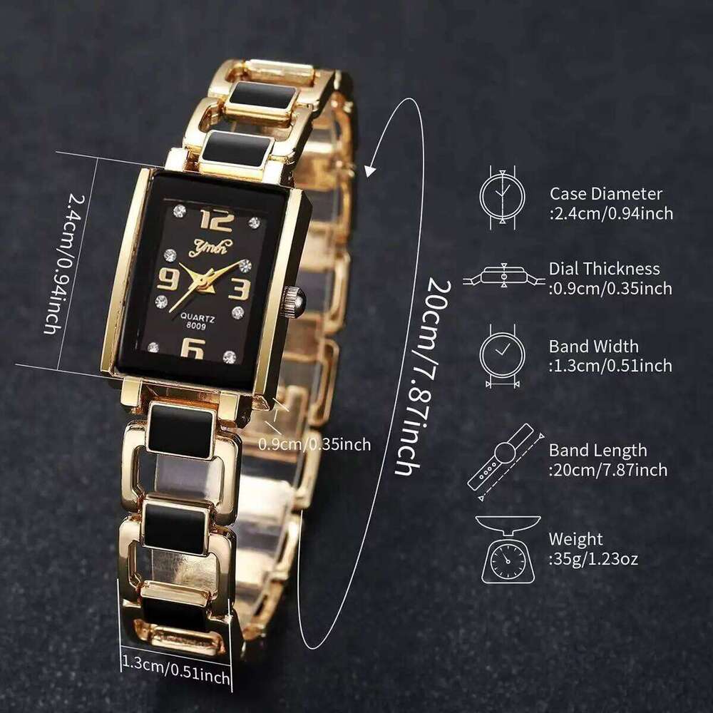 1/2PCS Luxury Rhinestone Rectangle Women Watches Ladies Arabic Dial Quartz Wristwatch Reloj MujerWithout Box XJ260303