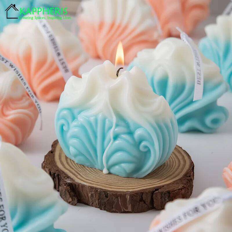 Blue Swirl Scented Home Decorative Personalized Smokeless Candles, Gift for Guests, Lot W260304