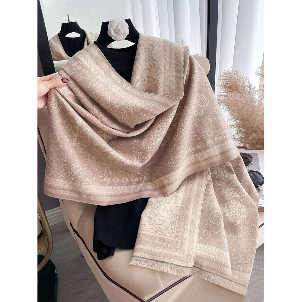 New Bandanna Design Winter Two-Sided Cashmere Jacquard Scarves High Quality Women Thicken Wrap Shawl Ladies Wool Pashmina Scarf XJ260304