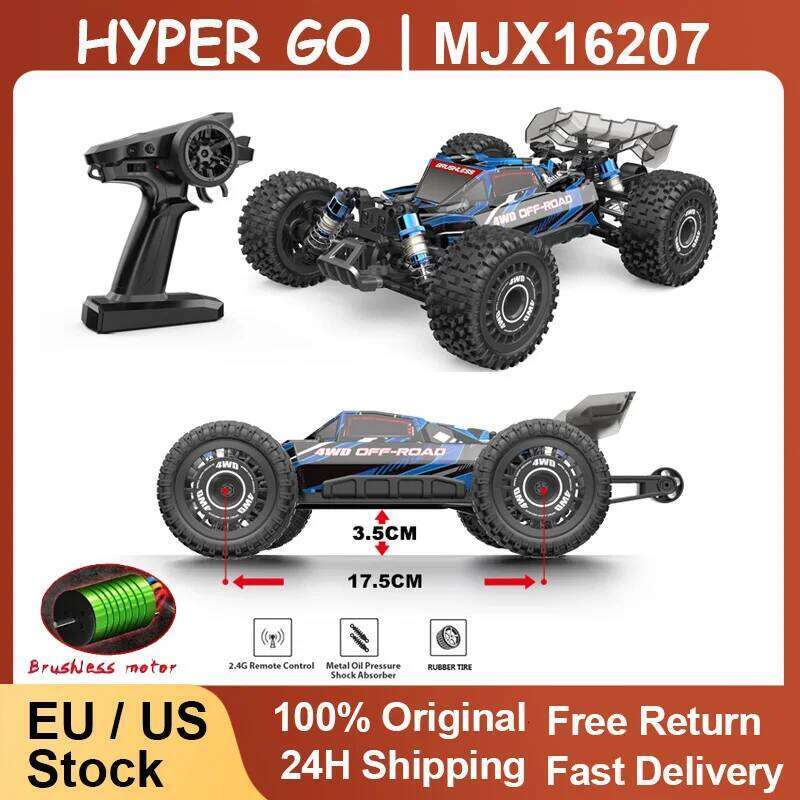 HYPER GO MJX 16207 1/16 2.4G 4WD Racing Car Brushless 70KM/h Off-Road Remote Control RC Truck Hobby Toy Z260303
