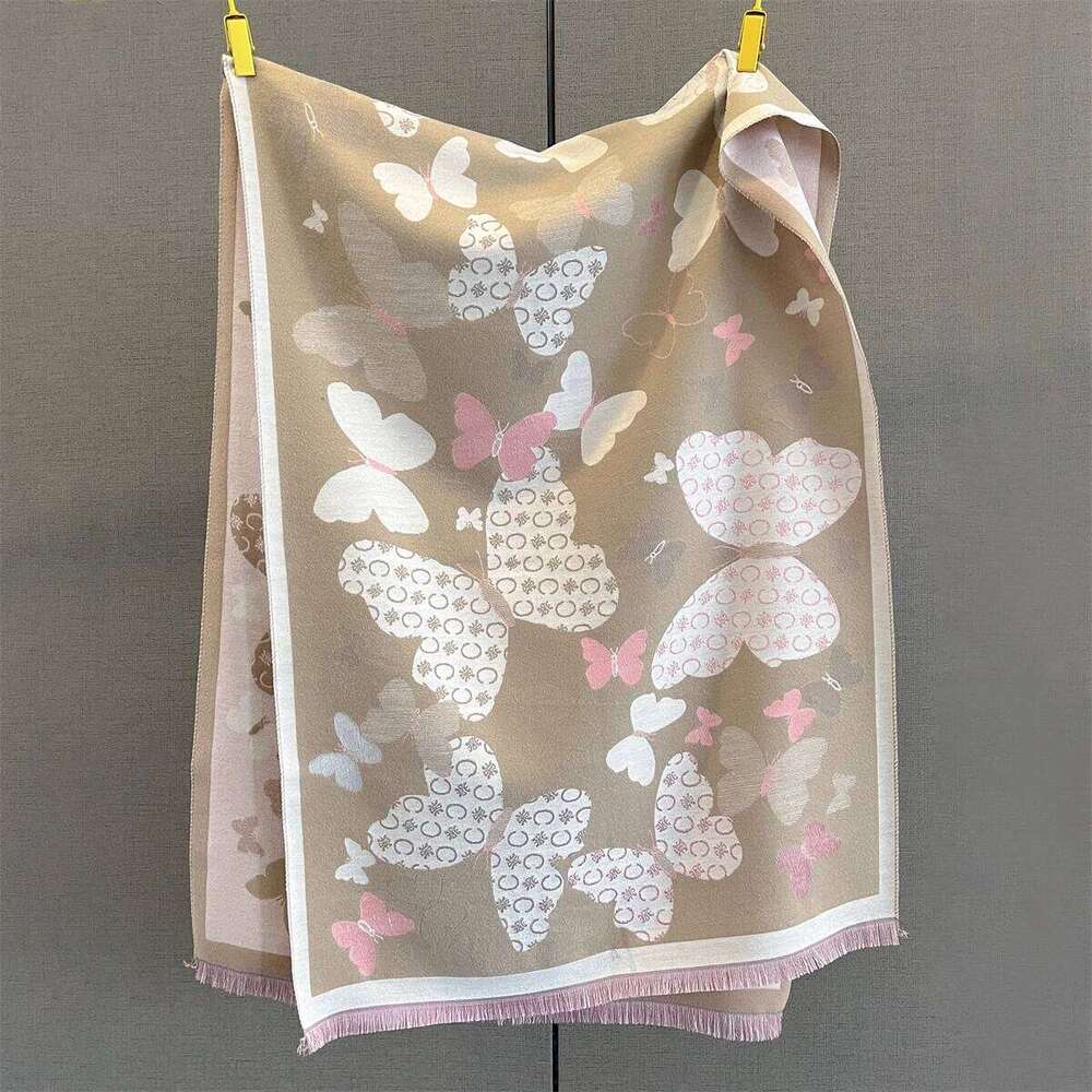 185*65cm Tassel Autumn/Winter Warm Scarf Women's Butterfly Print Imitation Cashmere Thick Shawl Warps Coldproof Blanket XJ260304