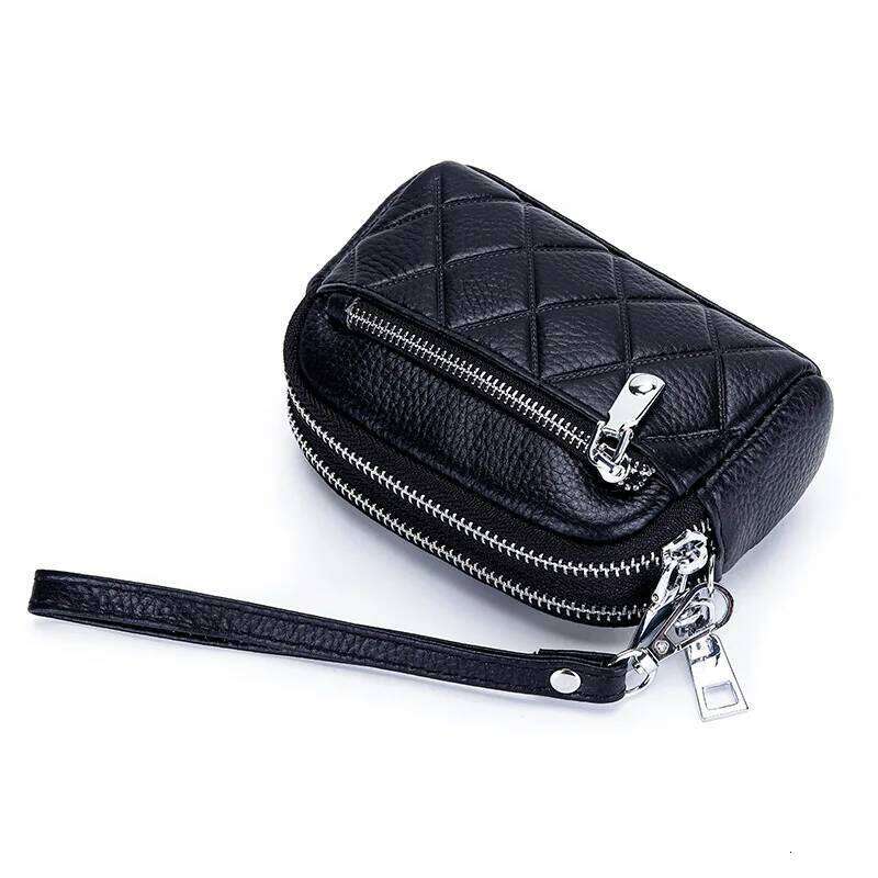 Women Purse Cowhide Large Capacity Three Zipper Multifunction Money Lipstick Pocket Clutch Coin Bag Removable Wrist Strap C260304