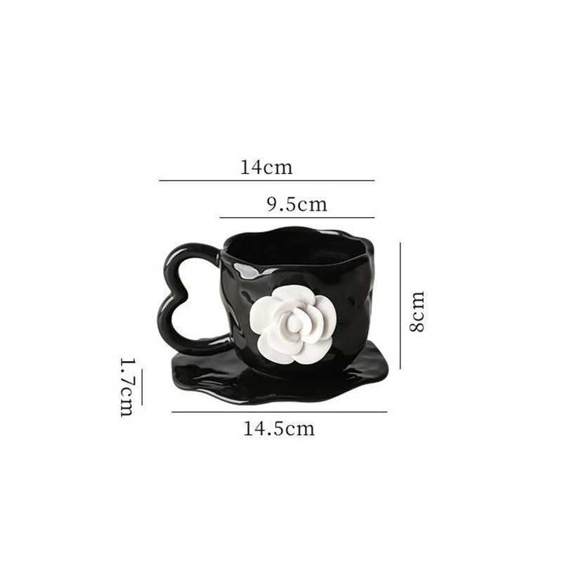 Creative Three-dimensional White Flower Ceramic Coffee Mug Delicate Afternoon Tea Dessert Snack Tea Cup Birthday Gift Home DecorT260304