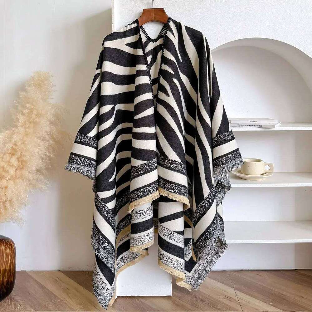 Elegant Women Streak Pashmina Scarves Fringe Winter Warm Fashion Designer Imitation Cashmere Two-Sided Scarf Blanket Shawls XJ260304
