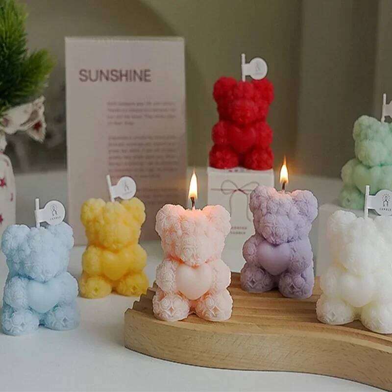 Pink Bear Candle Romantic Cute Soy Wax Aromatherapy Small Scented Relaxing Wedding Birthday Party Gift Home Decoration W260304