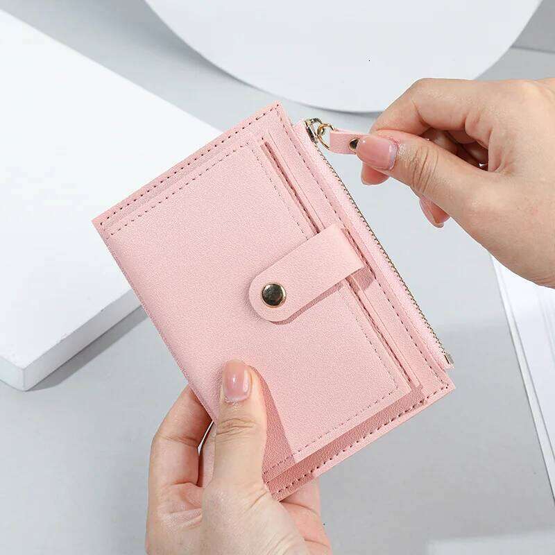 Women PU Leather Female Purse Mini Solid Multi-Cards Holder Coin Short Wallets Slim Small Wallet Zipper Hasp C260304