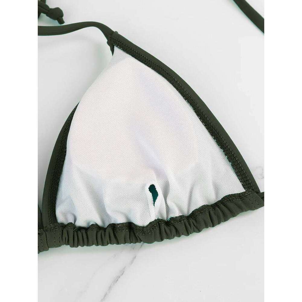 2 Pcs/Set Women's Simple and Sexy Bikini Summer Solid Color Bareback Strap Side Bandage Thong Lady's Swimsuit Set Y260303