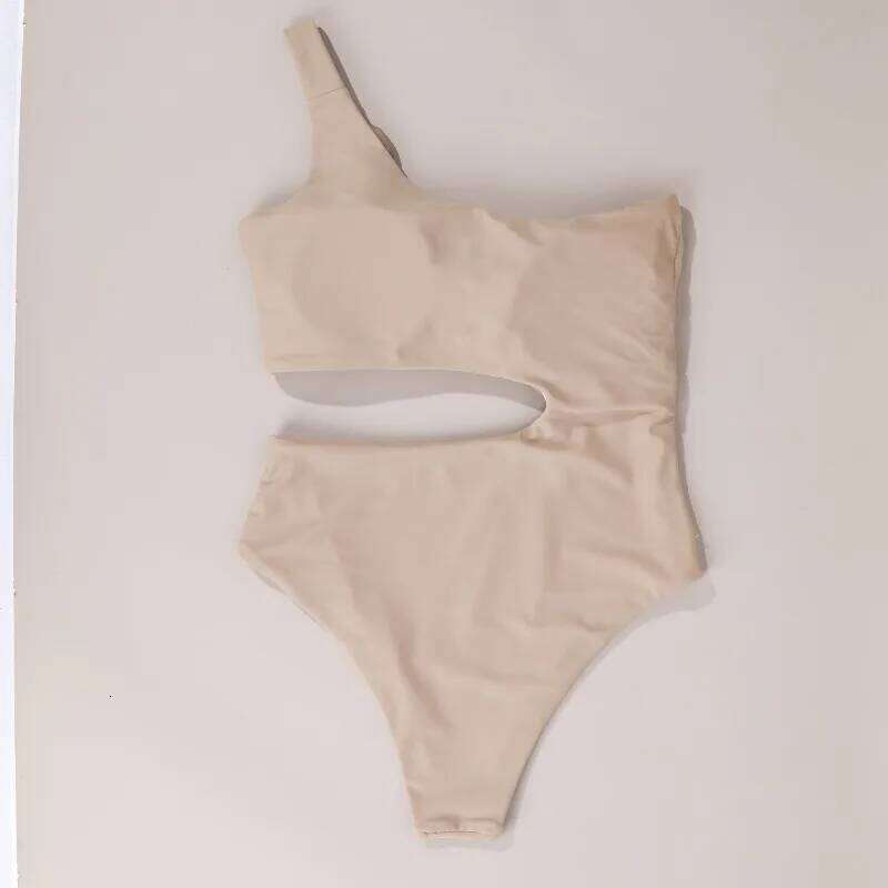 Summer Jumpsuit Women Sexy Solid Single Shoulder Strap High Waisted Tight Fitting Backless Swimsuit Y260303