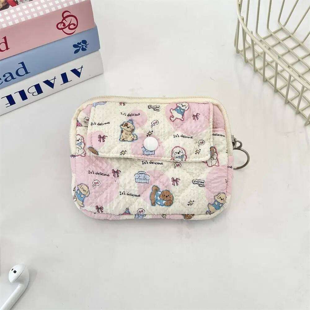 Cartoon Printing Mini Canvas Coin Purse Korean Style Jewelry Packing Bag Cute Wallet Multifuctional Card Holder C260304