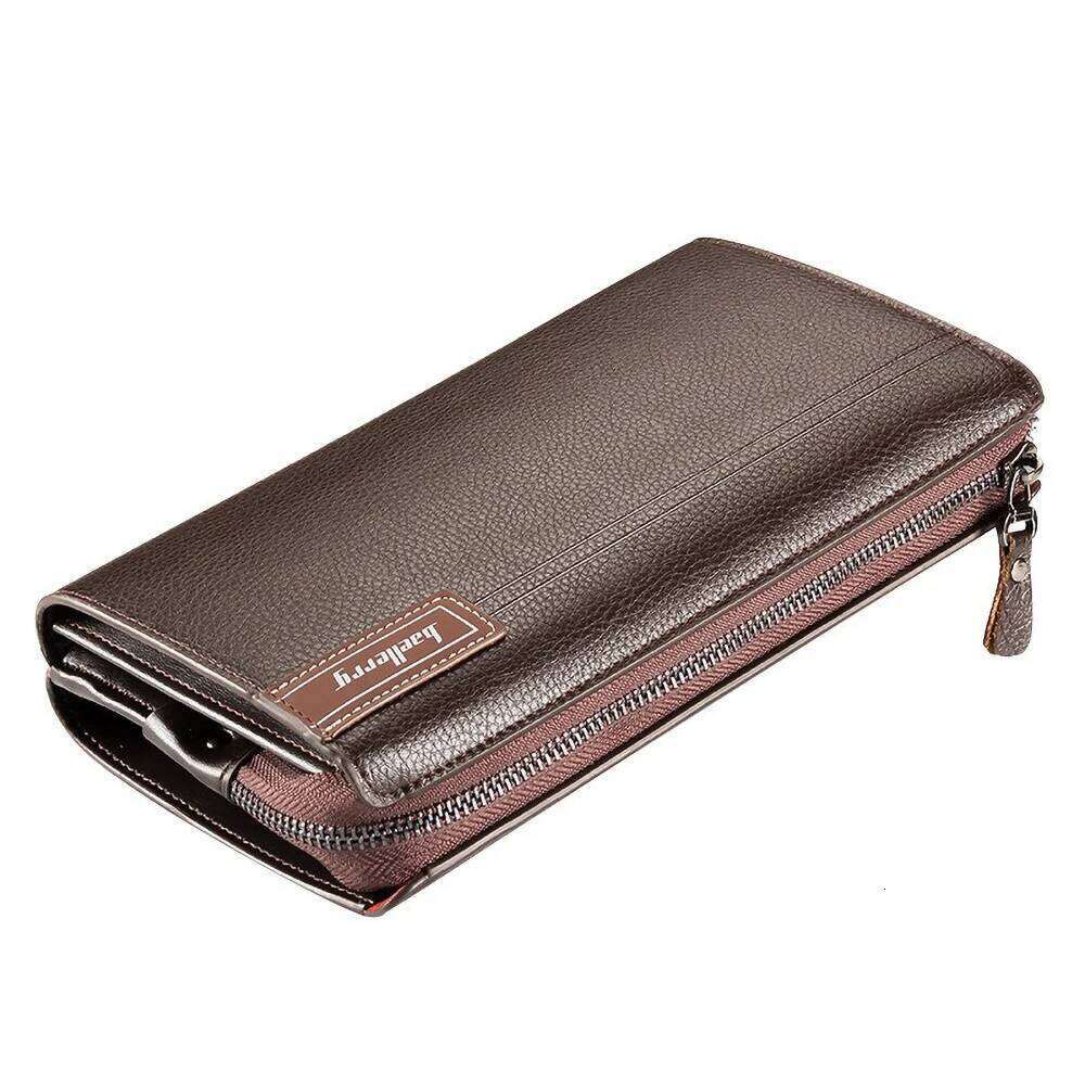 Men's Slim Long Wallet PU Leather RFID Protection Zipper Multi-Card Slots Business Essentials C260304