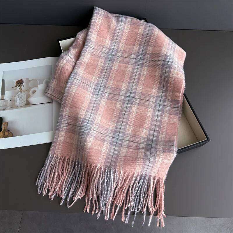 Neck Warmer Scarf For Women Men Autumn Luxury Thickened Tassel Pashmina Shawl Faux Cashmere Warps Winter Ladies Blanket XJ260304