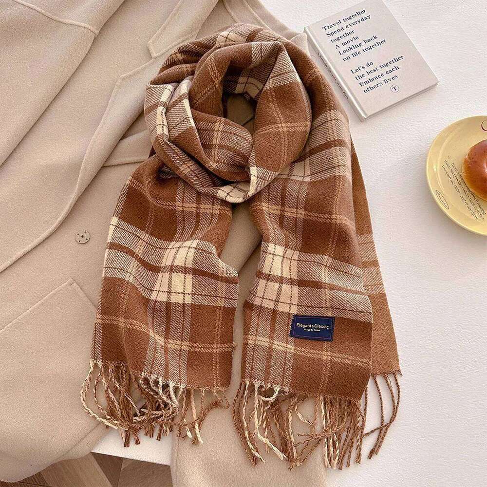 Thickened Warm Scarf Women 40*200CM Long Tassel Pashmina Shawl Faux Cashmere Warps Autumn Winter Fashion Blanket For Wen XJ260304