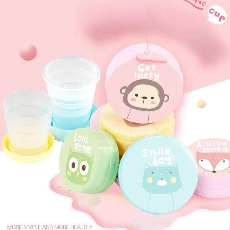 Portable Collapsible Water Cup Travel Outdoor Crion Cartoon Staing Convenient Handheld Creativity Scalable Cute Plastic Bottle S260303
