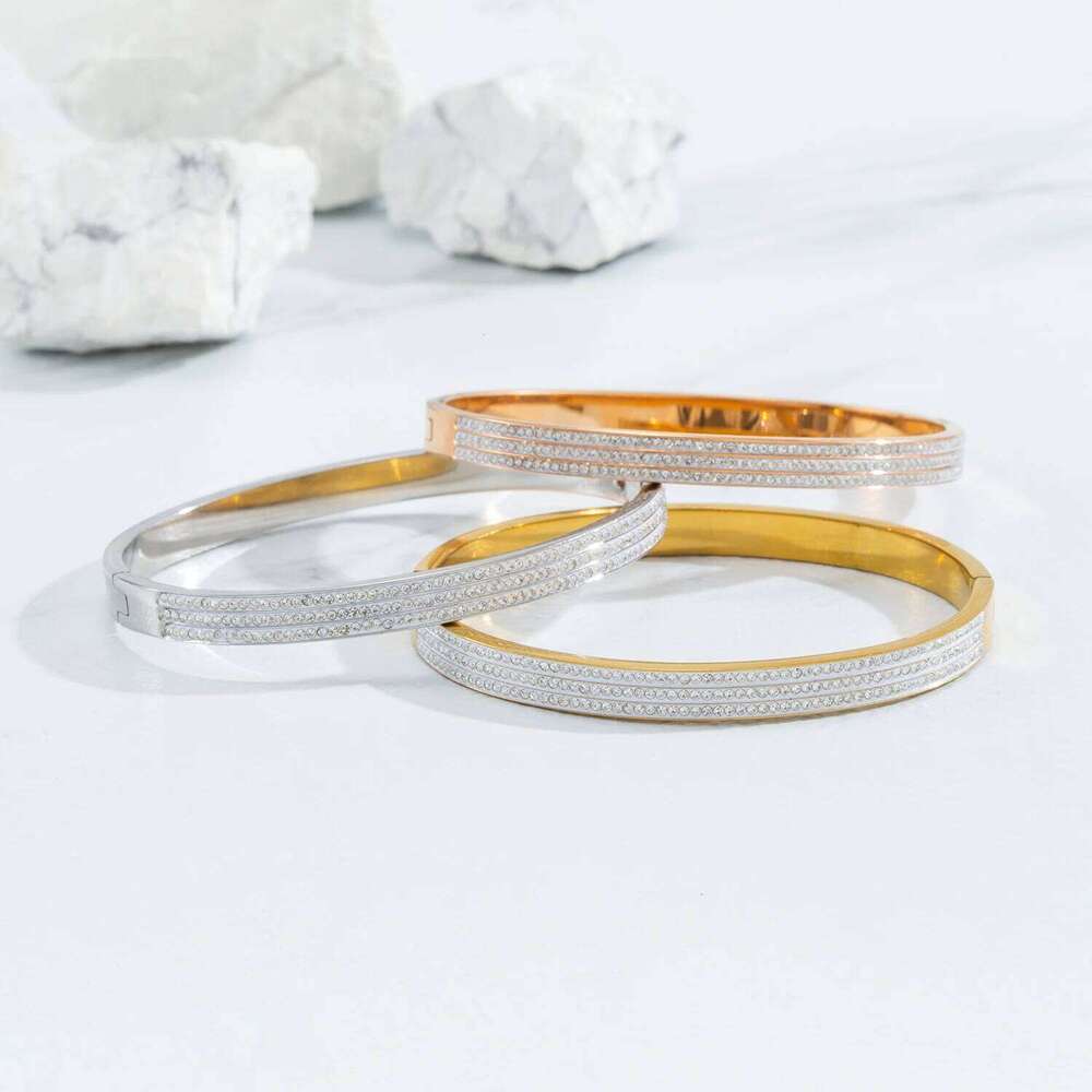 Sparkling Cubic Zirconia Bracelet for Women 18K Gold Plated Polished Stainless Steel Luxury Fashion Jewelry Valentine's Day Gift XJ260303