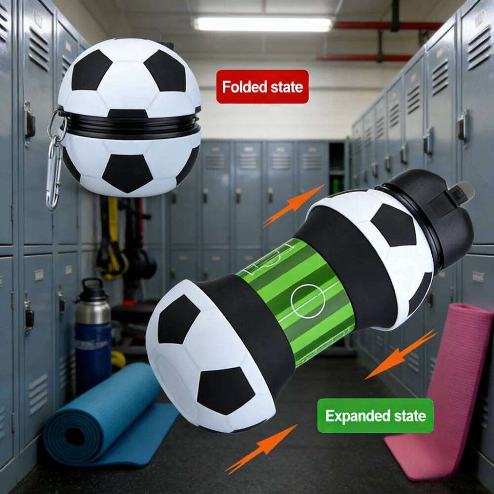 2026 Fold Cups Mug Outdoor Sports Football Basketball Baseball Tennis School Leakproof Portable Kids Water Bottle S260303