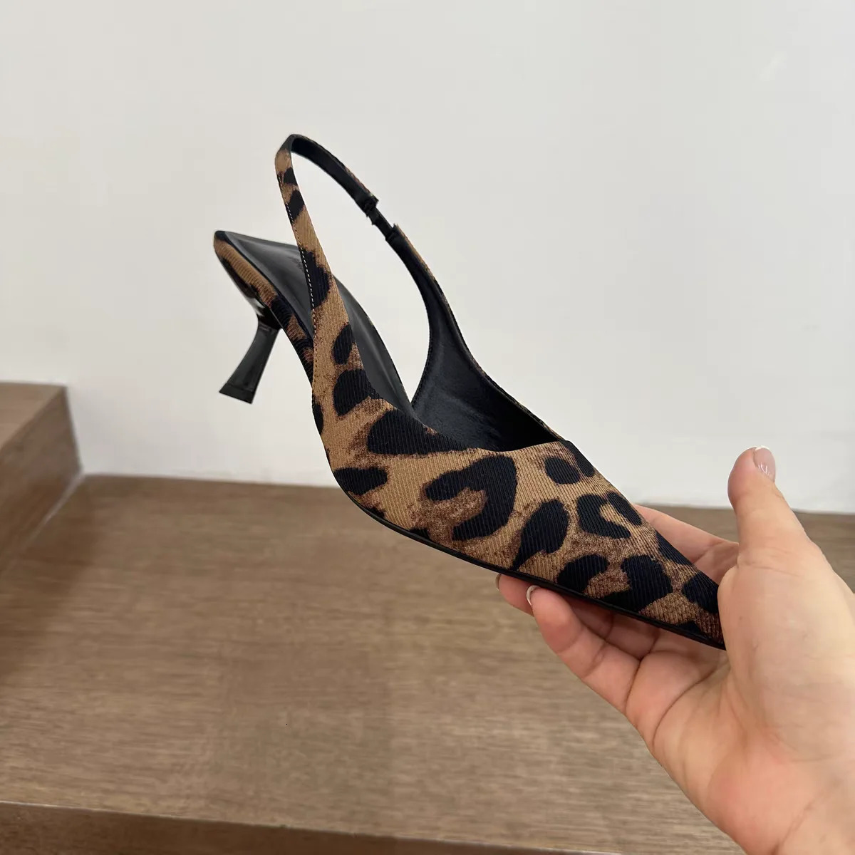 Summer Slip On Leopard Women Sandals Shoes Fashion Pointed Toe High Heel Stripper Party Ladies Sandalias Shoes 260306