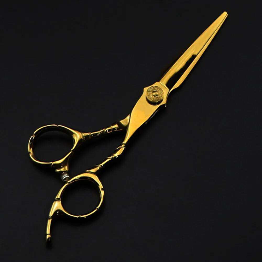 Professional Japan 440c steel 6 '' Gold hair cutting haircut thinning barber tools cut shears hairdresser scissors H260303