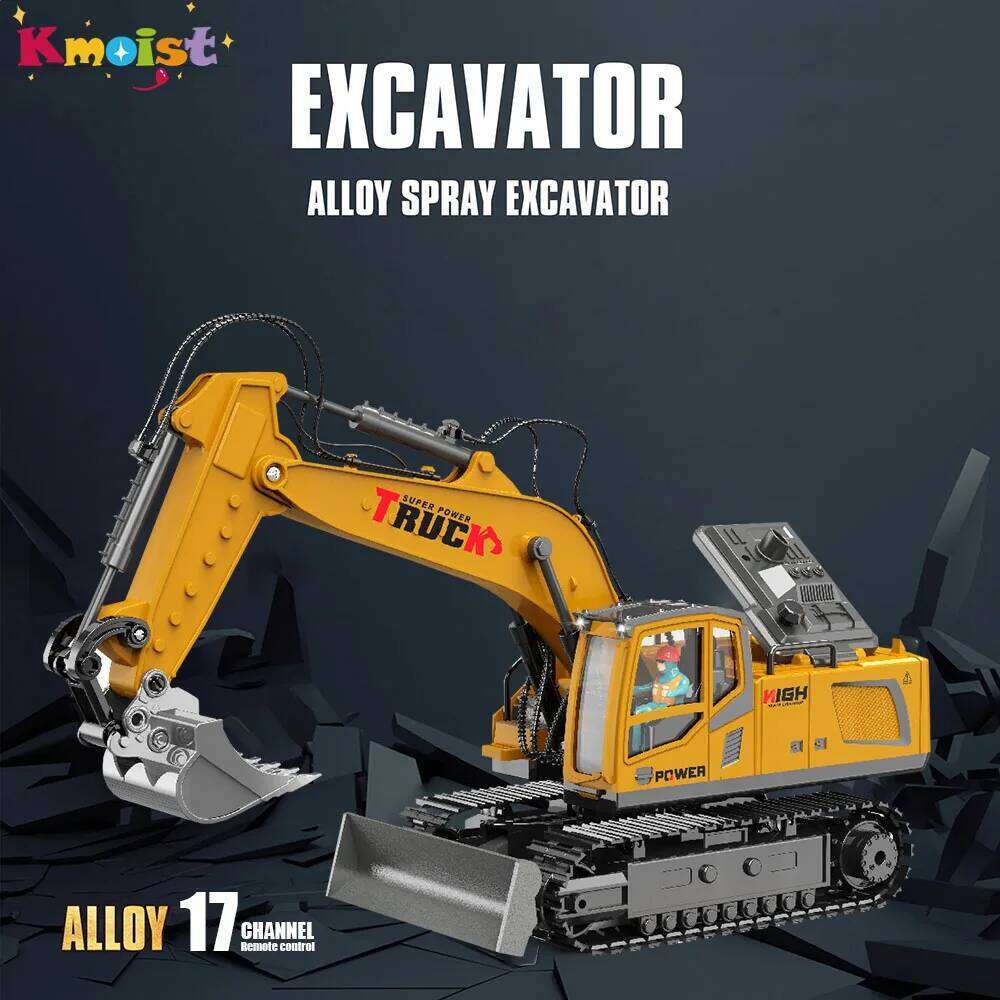 1/18 Truck Remote Control Car RC Excavator Simulation Alloy Electric 17CH Engineer Toy for Kids Boys Birthday Gift Z260303