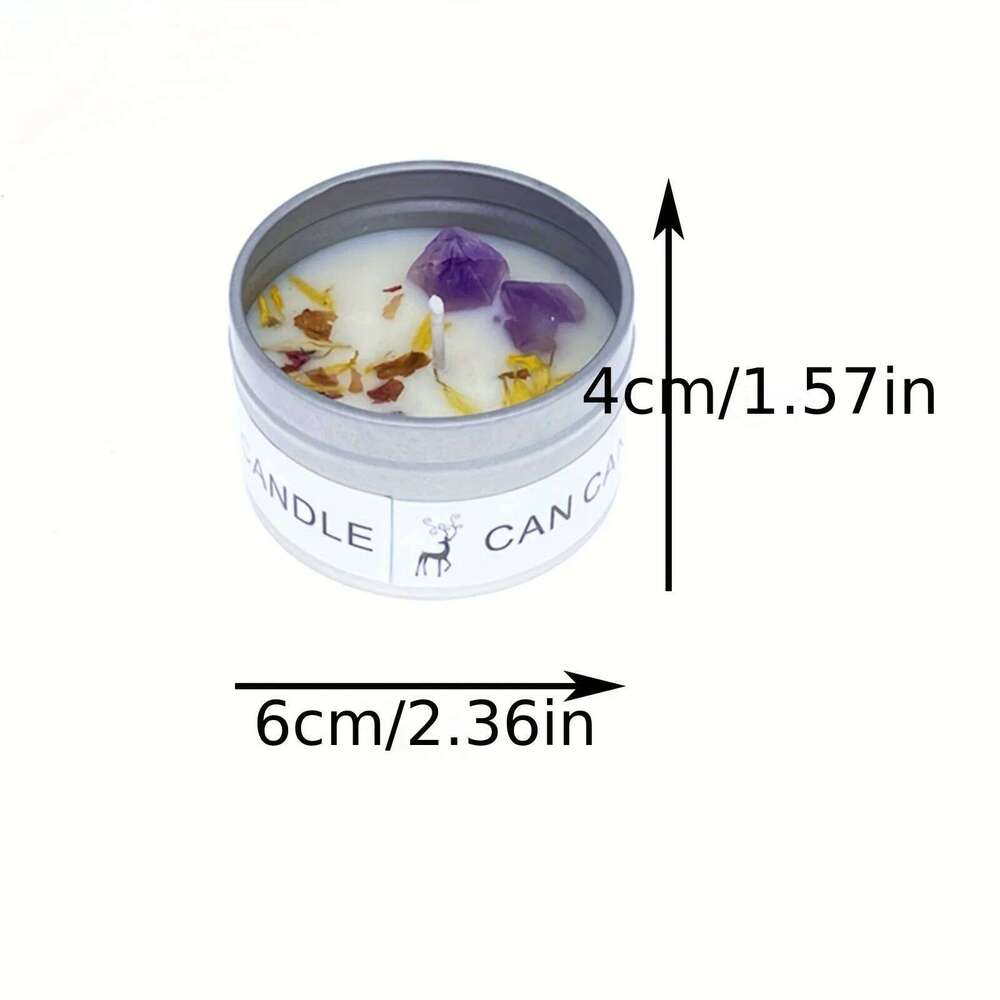 1pc Aromatherapy Candles Crystal Stone Dried Flower Luxury Meditation Scented Candles, Stress Relief Spiritual W260304