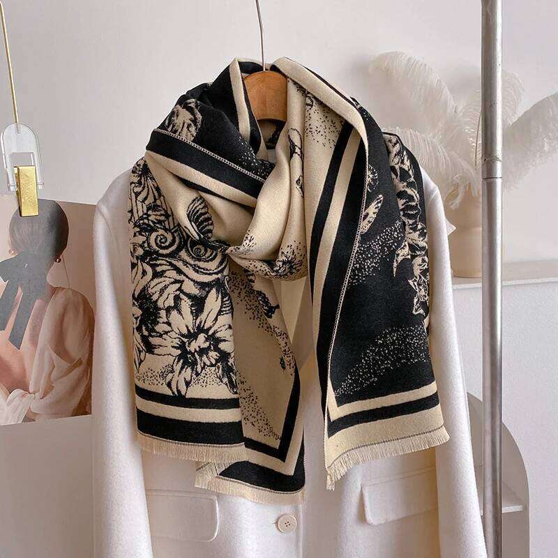 2024 Latest Design Winter Two-Sided Jacquard Cashmere Scarves High Quality Women Thicken Wrap Shawl Ladies Wool Pashmina Scarf XJ260304