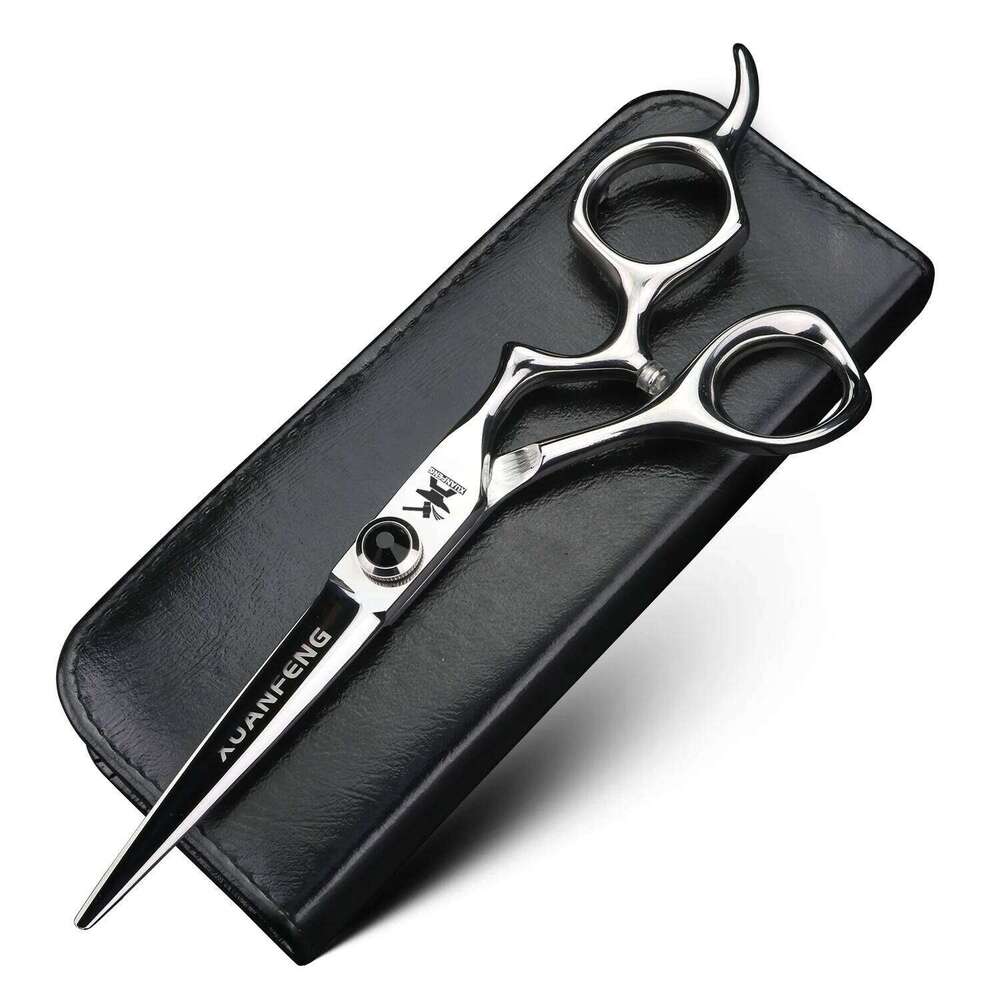 XUANFENG 6 inch Silver Curved Handle Hair Steel Barber Cutting and Thinning Scissors H260303