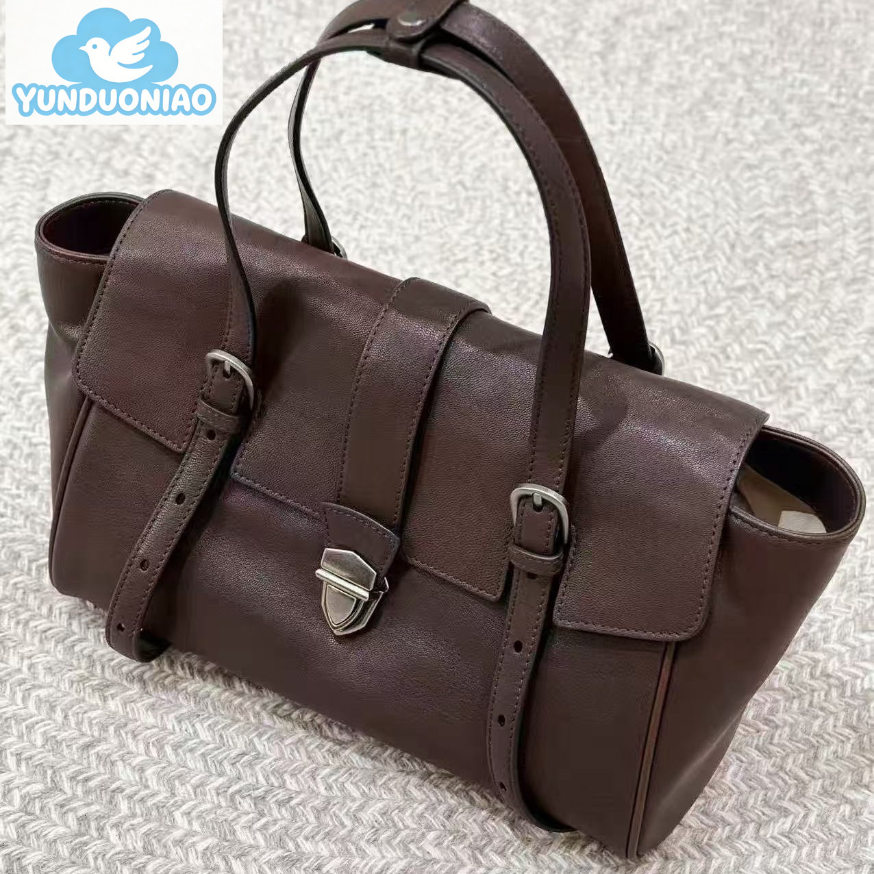 YUNDUONIAO new original rectangular briefcase niche new women's high-end leisure commuting handbag retro simple shoulder bag and armpit bag