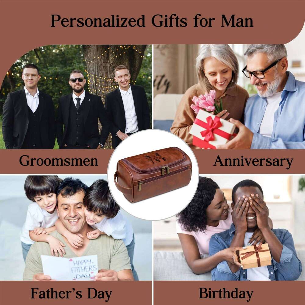 Custom Laser-Engraved Waterproof Multifunction Men's Wallet and Toiletry Bag Personalized Gift for Hi Birthday Anniversary C260304