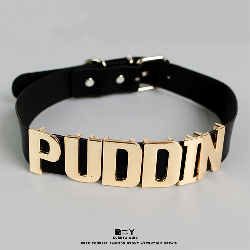 Chokers Letter Large Words WIFE Necklace For Women Men Fashion Black PU Leather Wide Choker Collar Custom Name DIY 230728