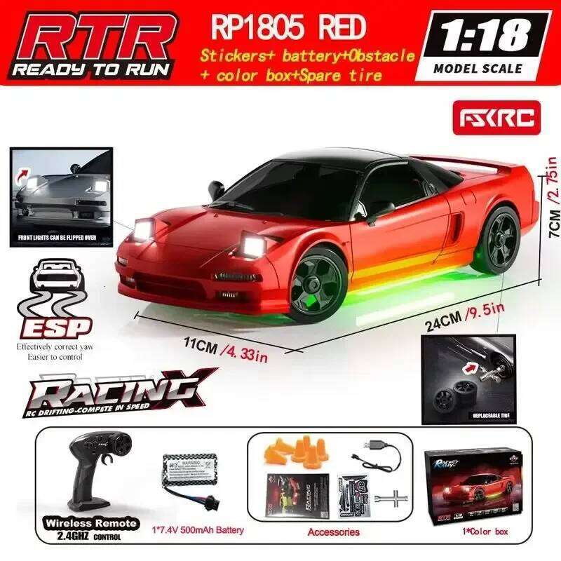 In Stock HB RP1804 1/18 RTR 4WD Drift Car Sports Model Gyroscope - 2 Tires Included Ready to Run Christmas Gifts For Boys Z260303