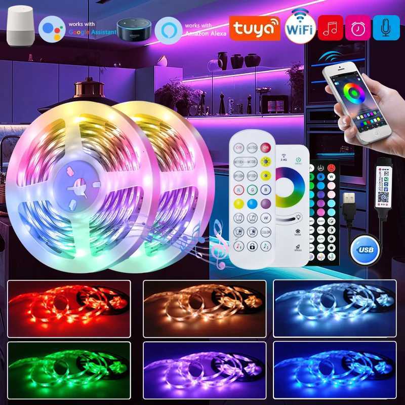 Tuya WiFi LED Strip Lights Smart Life USB 5050 RGB Lamp Tape TV PC Backlight Room Light Flexible Diode Work With Alexa Google H260304