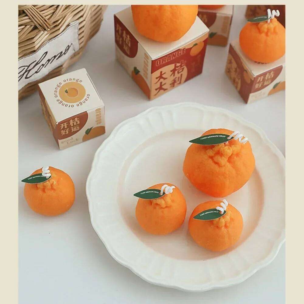 Tangerine Scented Candle, Handmade Souvenir, Small Gift, Photo Session, Imitation Fruit, Spring Festival, Lucky New Year Gift W260304