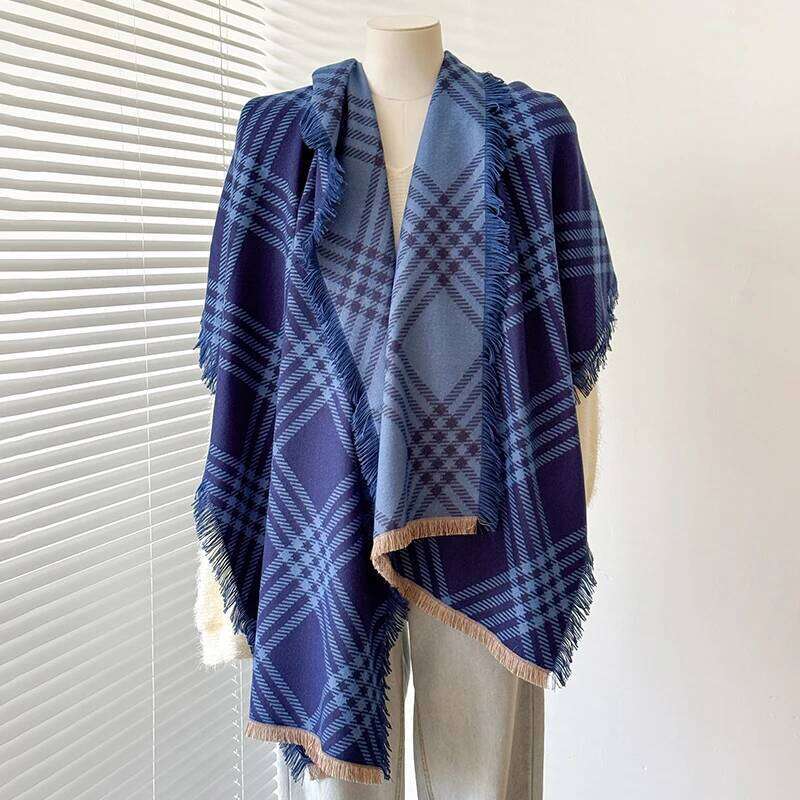 Women's Warm Imitation Cashmere Striped Scarf - Simple Thick Jacquard Design Shawl for Autumn & Winter XJ260304