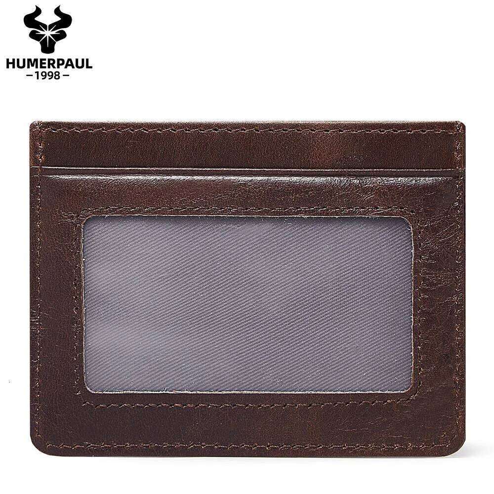 HUMEPRAUL 100% Genuine Leather Holder Wallet Slim Hight-Capacity Card Case RFID Caual Exquisite Cards Storage Money Bag C260304