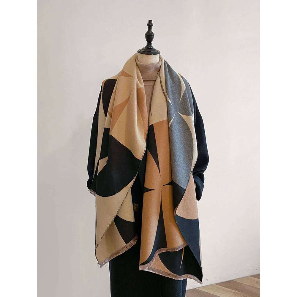 Winter Women's Luxury Design Double sided Imitation Cashmere Warm Scarf Shawl 2024 New XJ260304