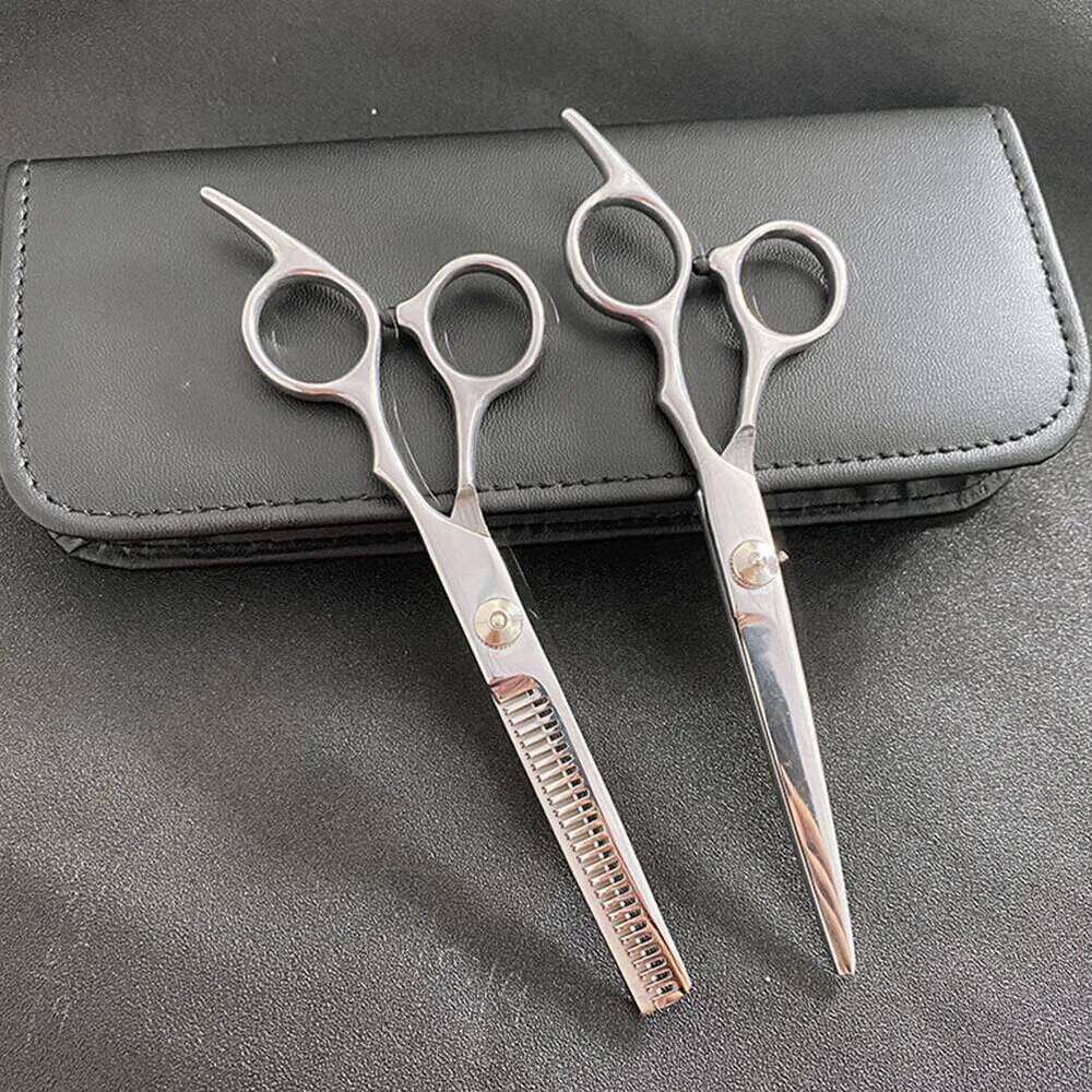 1Set Hairdressing Scissors Stainless Steel 6-Inch Teeth Straight Cut Comb Clips Storage Bag Hair Styling Tools Barber H260303