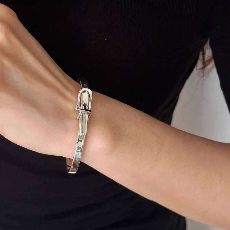New 925 Sterling Silver Metallic Belt Vintage Punk Bracelet Bangle For Woman Girl Fashion Jewelry Gift Dropship Wholesale XJ260303