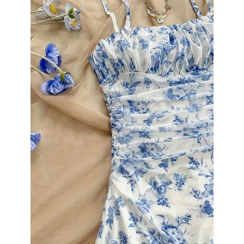 Dresses Spring Summer Cute Dating Ditsy Floral Sleeveless Square Neck Mini Cami Casual Dresses For Women M260304