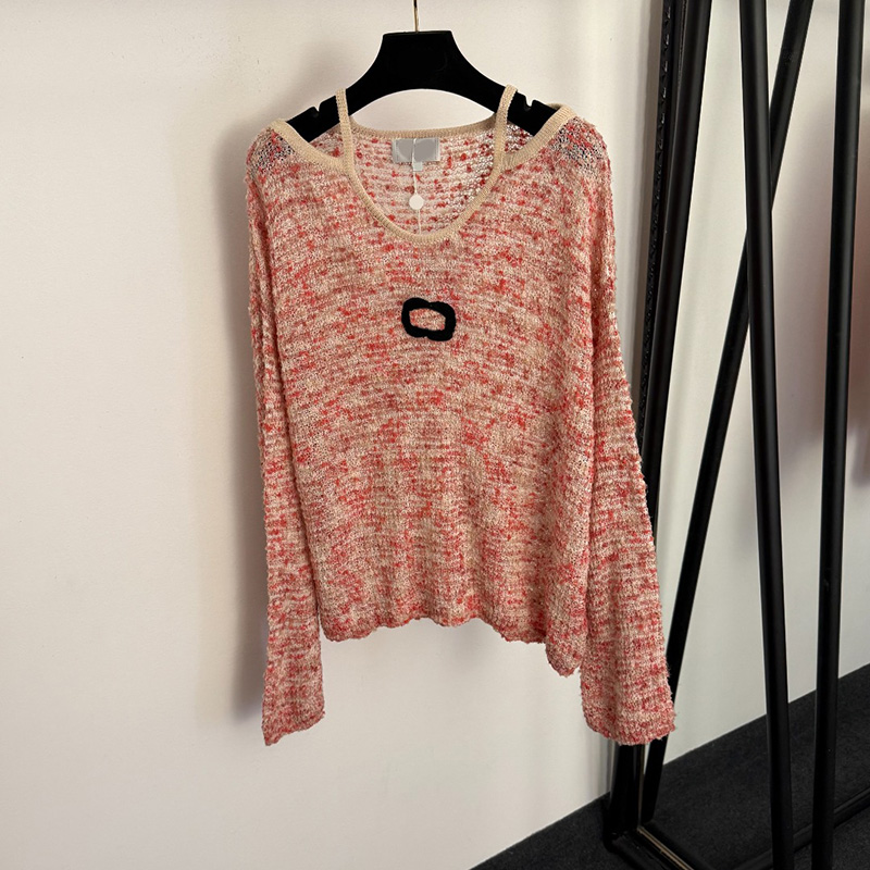 Women Off Shoulder Knit Tops Designer Hollow Out Knitted Jumpers Spring Summer Vacation Birthday Party Chic Sweater Top