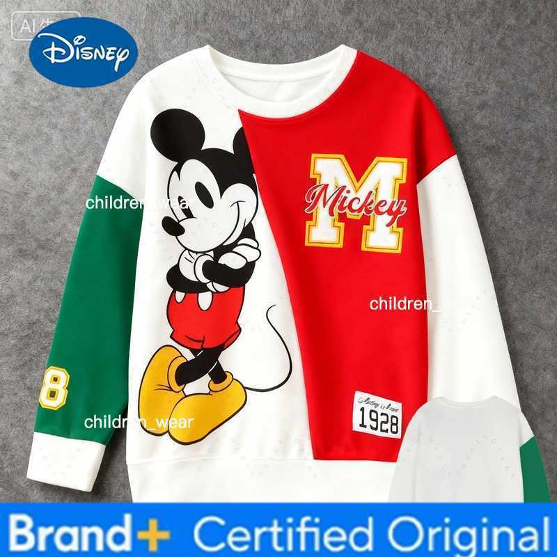 Disney Mickey Contrast Color Cartoon Print Adult Kids Crewneck Pullover Thin Sweatshirt Soft Comfy Stylish Relaxed-Fit Autumn Winter H260304