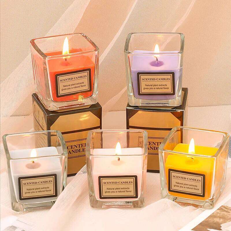 Square Small Cup Aromatherapy with Seven Optional Scents for Couples Date Night Atmosphere Candle W260304