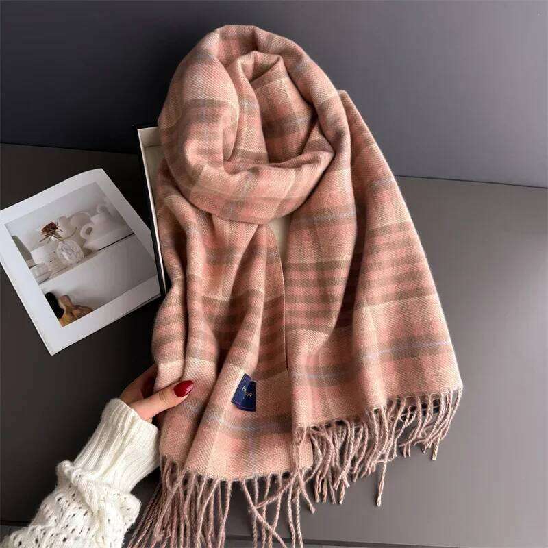 Neck Warmer Scarf For Women Men 53*200cm Winter Thickened Tassel Pashmina Shawl Faux Cashmere Warp Autumn Elegant Ladies Blanket XJ260304